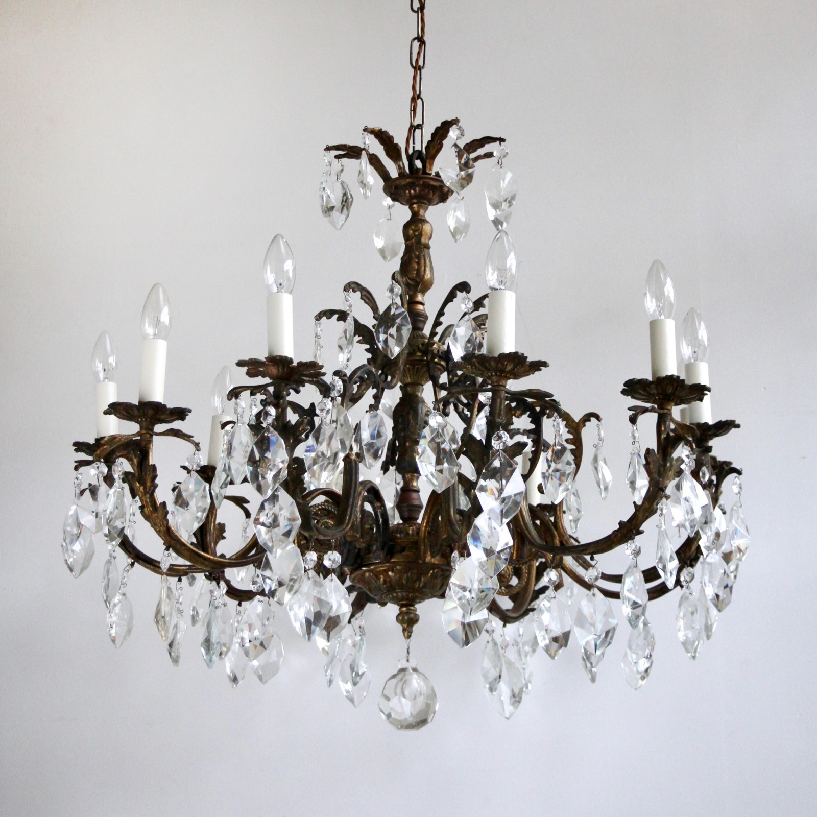 Large Ornate Chandelier with ten arms and cut crystal drops