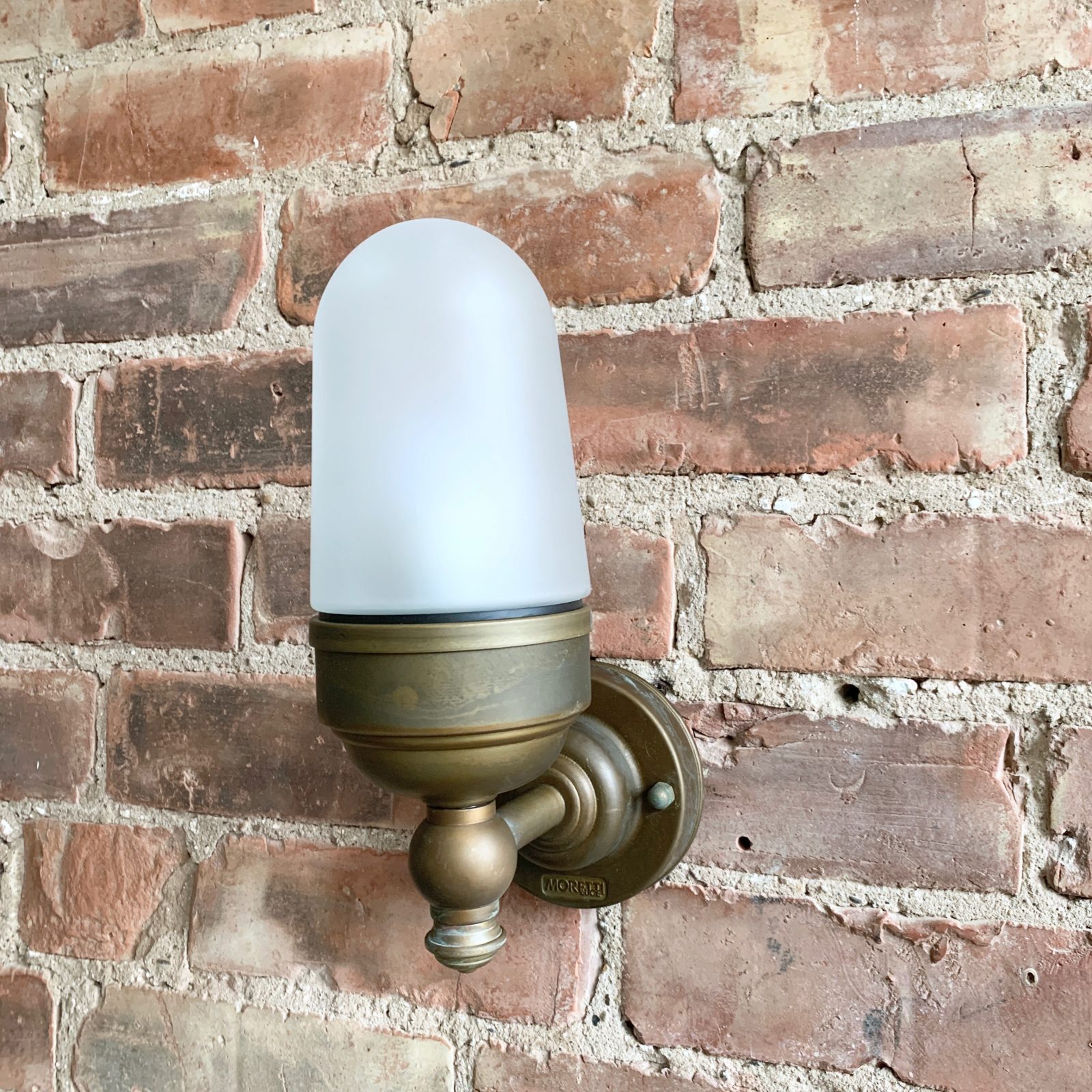 Contemporary Aged Brass Torch Wall Light with Frosted Shade