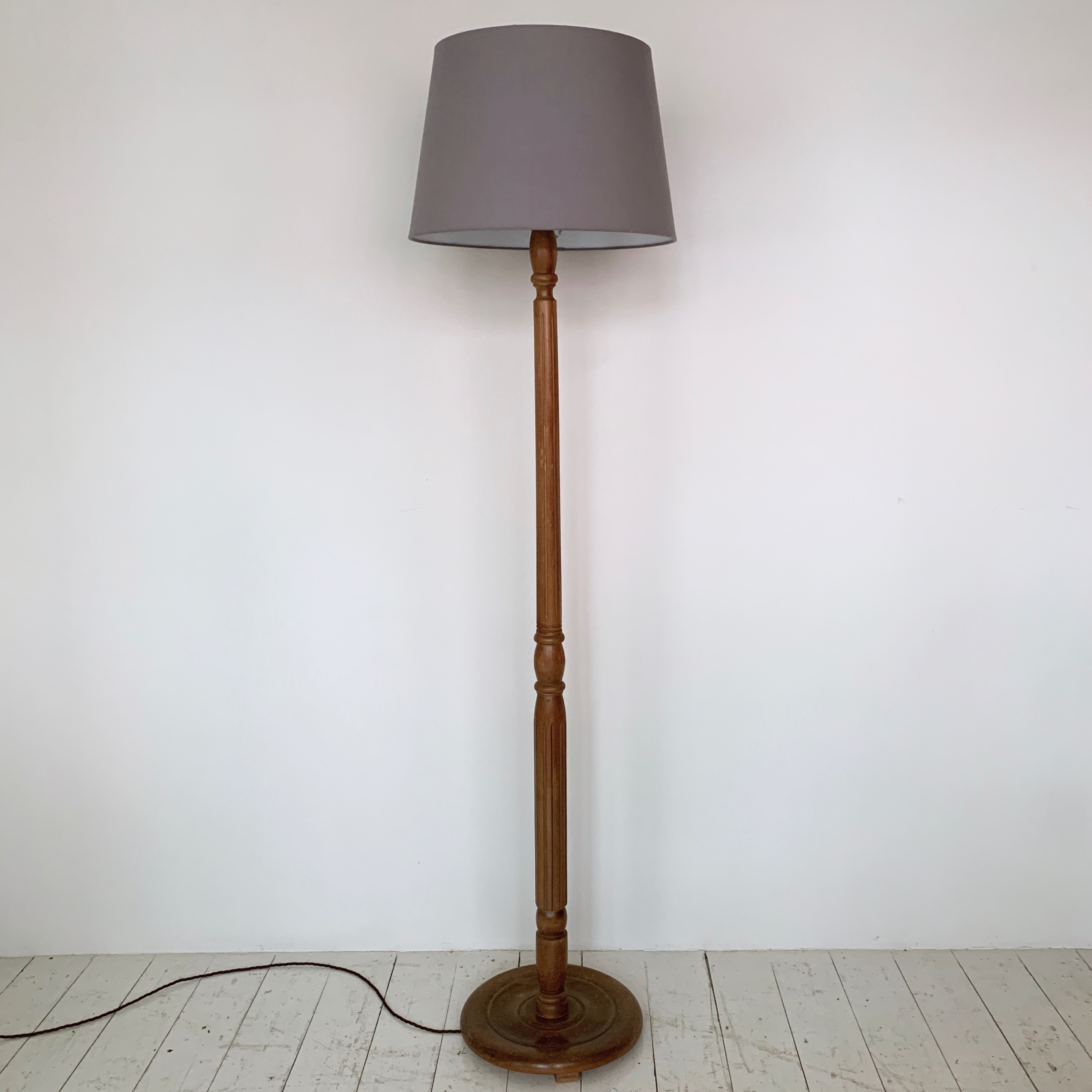 Vintage Stained Wooden Floor Lamp, Antique Wooden Floor Lamps