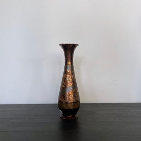 Small Turkish Brass and Copper Etched Vase