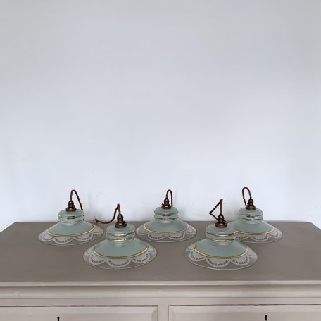 Five French Shades with Green, Etched and Gold Details