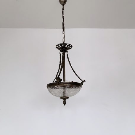 Ornate Hall Pendant with Clear Etched Shade