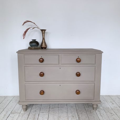 Painted Chest of Drawers with Mahogany Handles