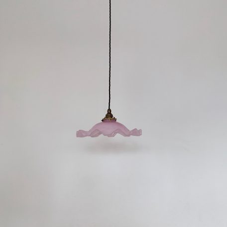 French Pink Frosted Clichy Frill Glass Shade