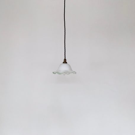 Small French Polished Glass Shade with Green Edge