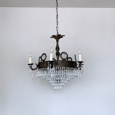Early 1900s Large French Waterfall Chandelier