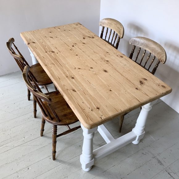 Pine Farmhouse Table with Painted Legs - Agapanthus Interiors