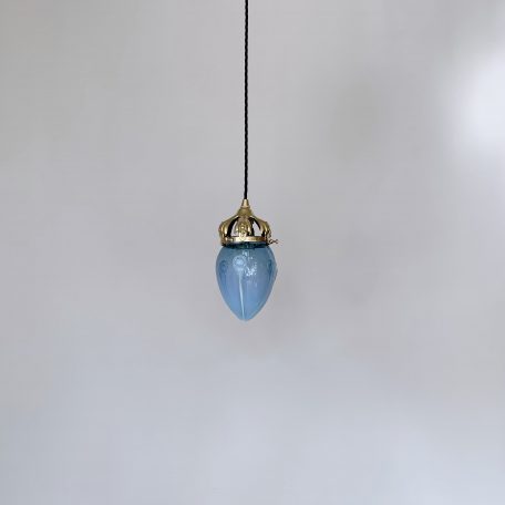 Blue Vaseline Shade with Ornate Brass Gallery