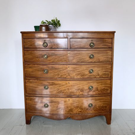 Large Mahogany Veneered Bow Front Chest of Drawers