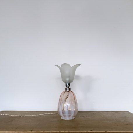 1930s Pink Vaseline Glass Table Lamp