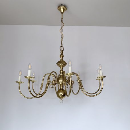 Large 20th Century Polished Brass Chandelier
