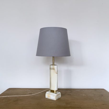 Marble Table Lamp with Brass Inlay