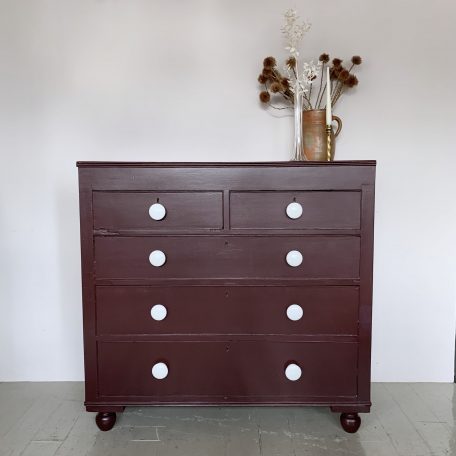 Painted Chest of Drawers with Porcelain Handles