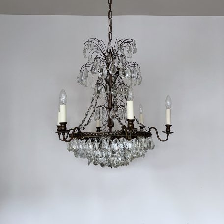 Ornate French Chandelier with Cut Glass Pear Drops