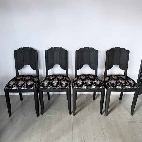 Painted Art Deco Style Chairs with Velvet Upholstered Seats