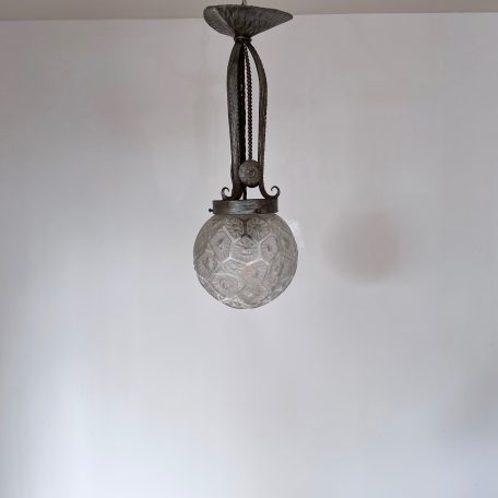 Art Deco Pendant with Textured Frosted Shade