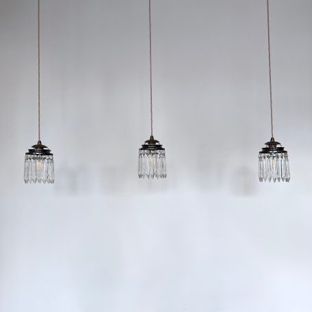 Three Cut Glass Gasolier Chandelier Icicle Pendants
