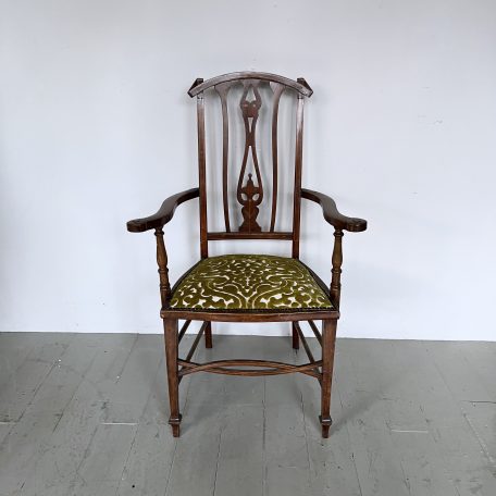 Edwardian Mahogany Inlayed Chair, Newly Upholstered