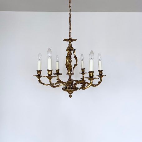 French Early 1900s Bronze Gilt Chandelier