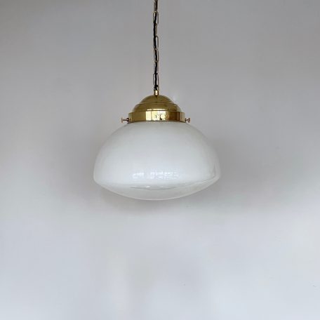 Opaline Glass Shade with Domed Brass Gallery