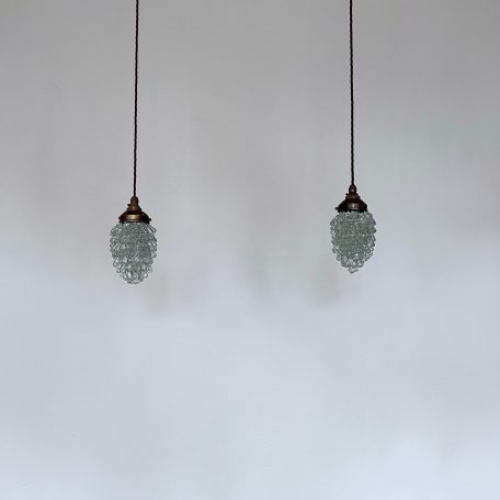 Pair of French Clear Glass Grape Pendants
