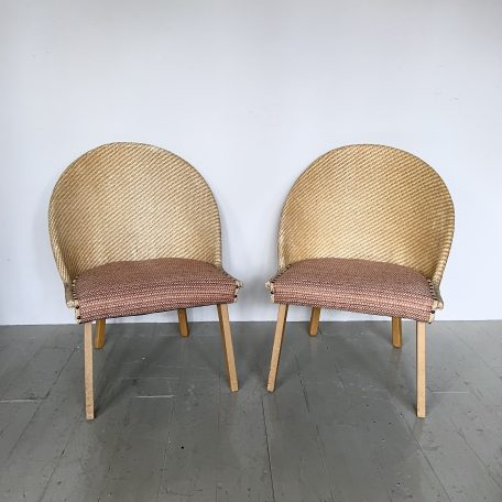 Pair of Newly Upholstered Mid Century Rattan Chairs