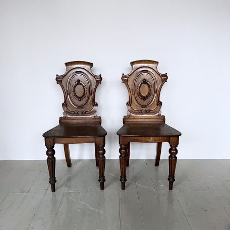 A Pair of 19th Century Mahogany Hall Chairs