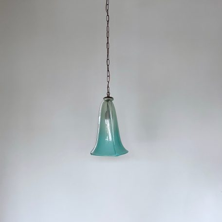 Fluted Italian Murano Turquoise Ombré Glass Shade