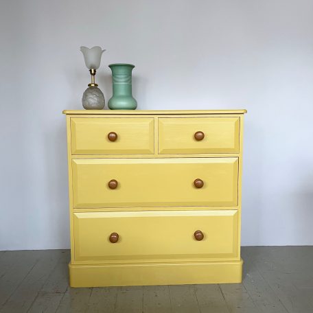 Yellow Painted Solid Pine Chest of Drawers