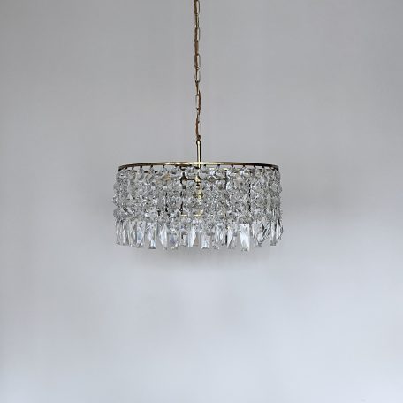 Mid Century Brass and Crystal Chandelier