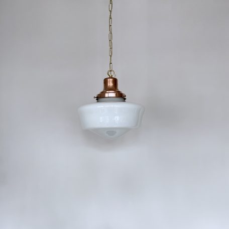 Opaline School House Shade with Copper Gallery