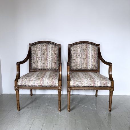 Pair of 20th Century Upholstered Carved Chairs