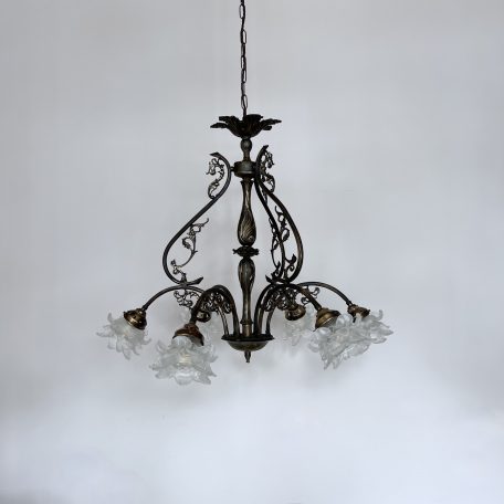 Decorative Chandelier with Frosted Floral Shades