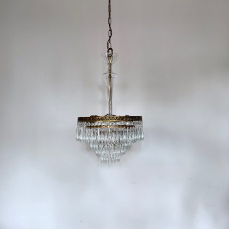 Glass Icicle Waterfall Chandelier with Glass Stem