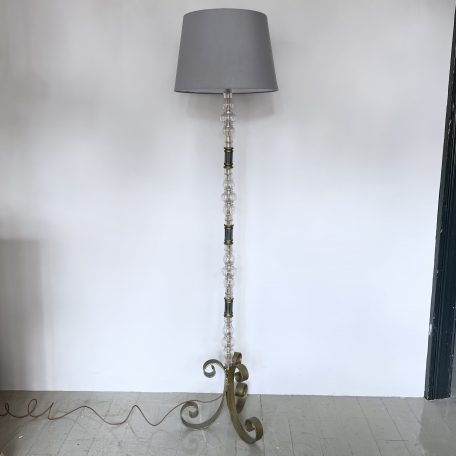 French Brass Floor Lamp with Glass Stem
