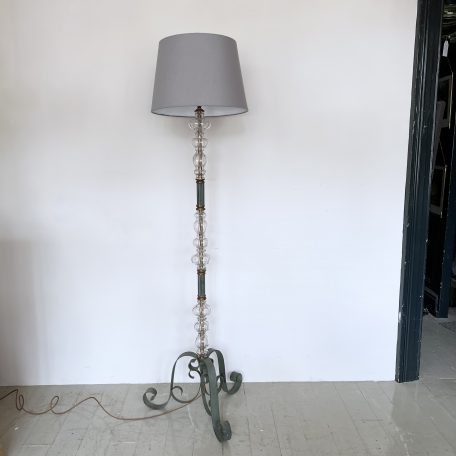 French Brass Floor Lamp with Glass Stem