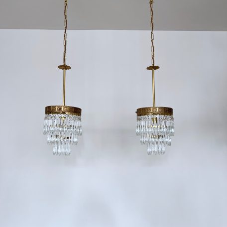 Pair of Small Icicle Waterfall Chandeliers