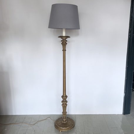 Vintage Gold Painted Wooden Floor Lamp