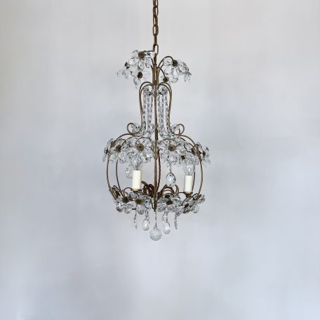 French Floral Glass Beaded Chandelier