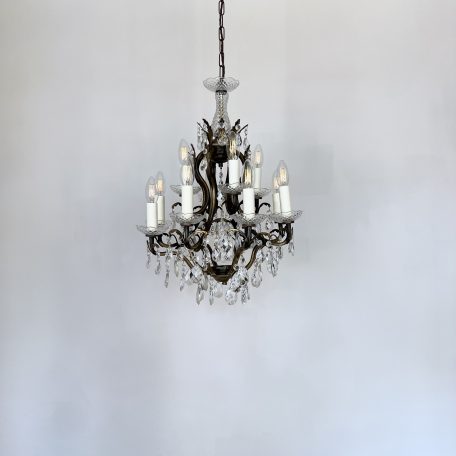 Italian Birdcage Chandelier with Harlequin Pear Drops