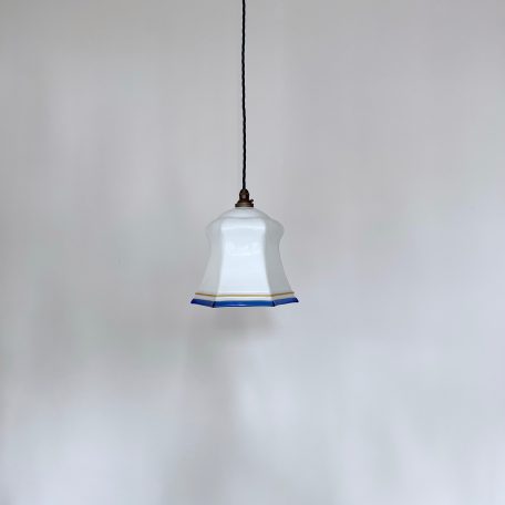 French Glass Shade with Blue Trim