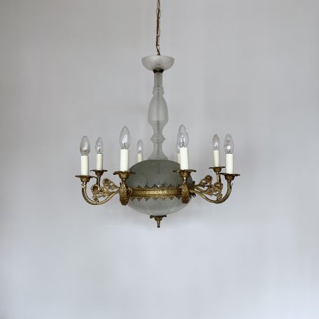 Frosted Glass and Brass Chandelier