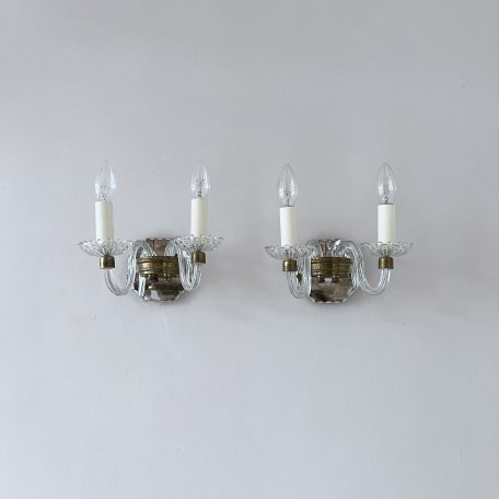 Pair of Art Deco Mirrored Glass Wall Lights