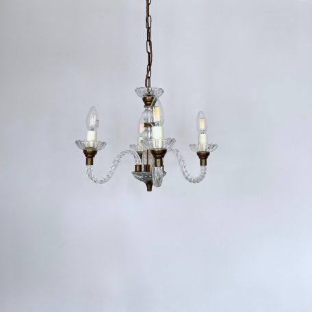 Small French Glass Swan Neck Chandelier