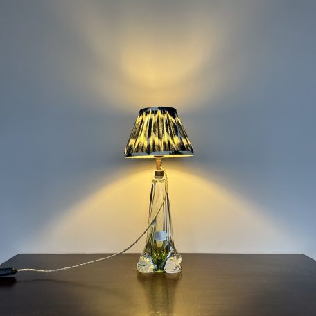 Val St. Lambert Belgian Lime Green Crystal Table Lamp