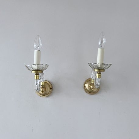 Two Glass and Brass Wall Lights