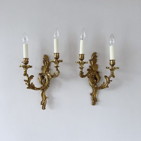 Ornate Cast Gilt Brass Wall Lights