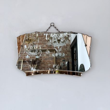 Art Deco Mirror with Rose Glass Details