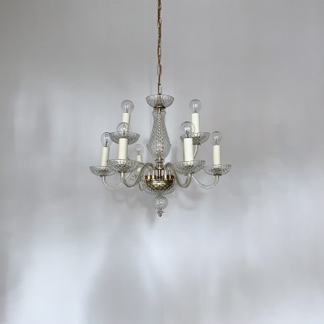 French Faceted Glass Swan Neck Chandelier
