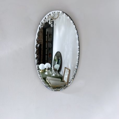 Vintage Deco Bevelled Oval Mirror